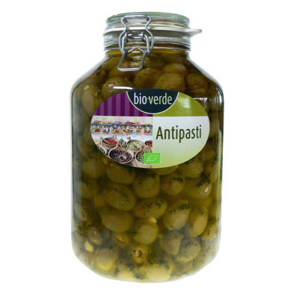 BioVerde Grüne Oliven mit Knoblauch Vorratsglas 4,75kg, vegan gü